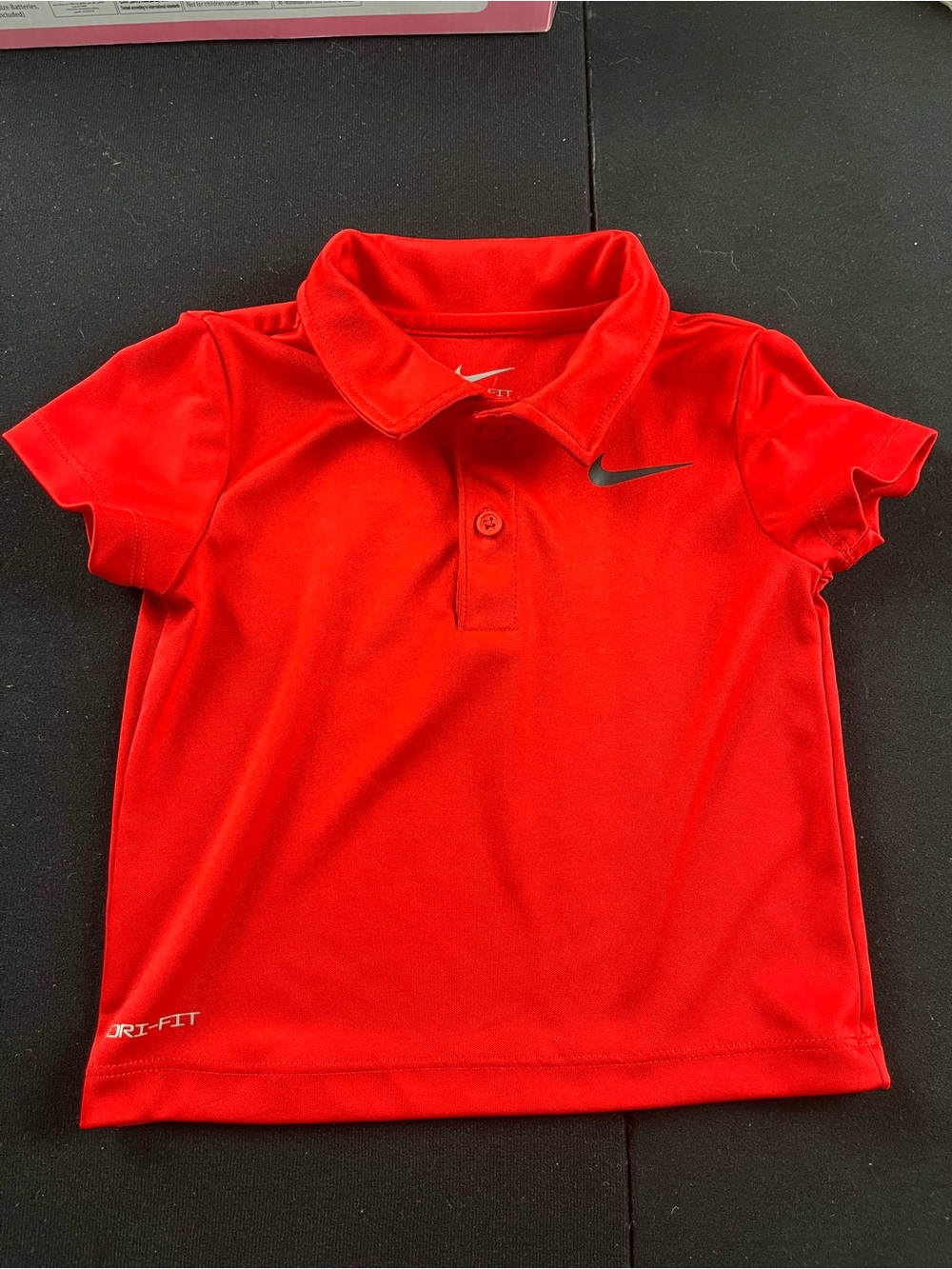 Nike Red Girls' Dri-FIT Polo Top with Black Swoosh